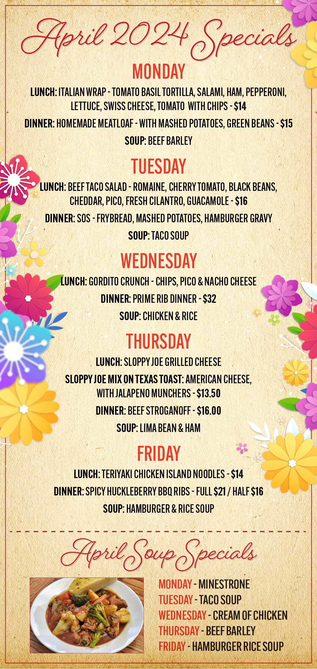 Lunch and Dinner Specials